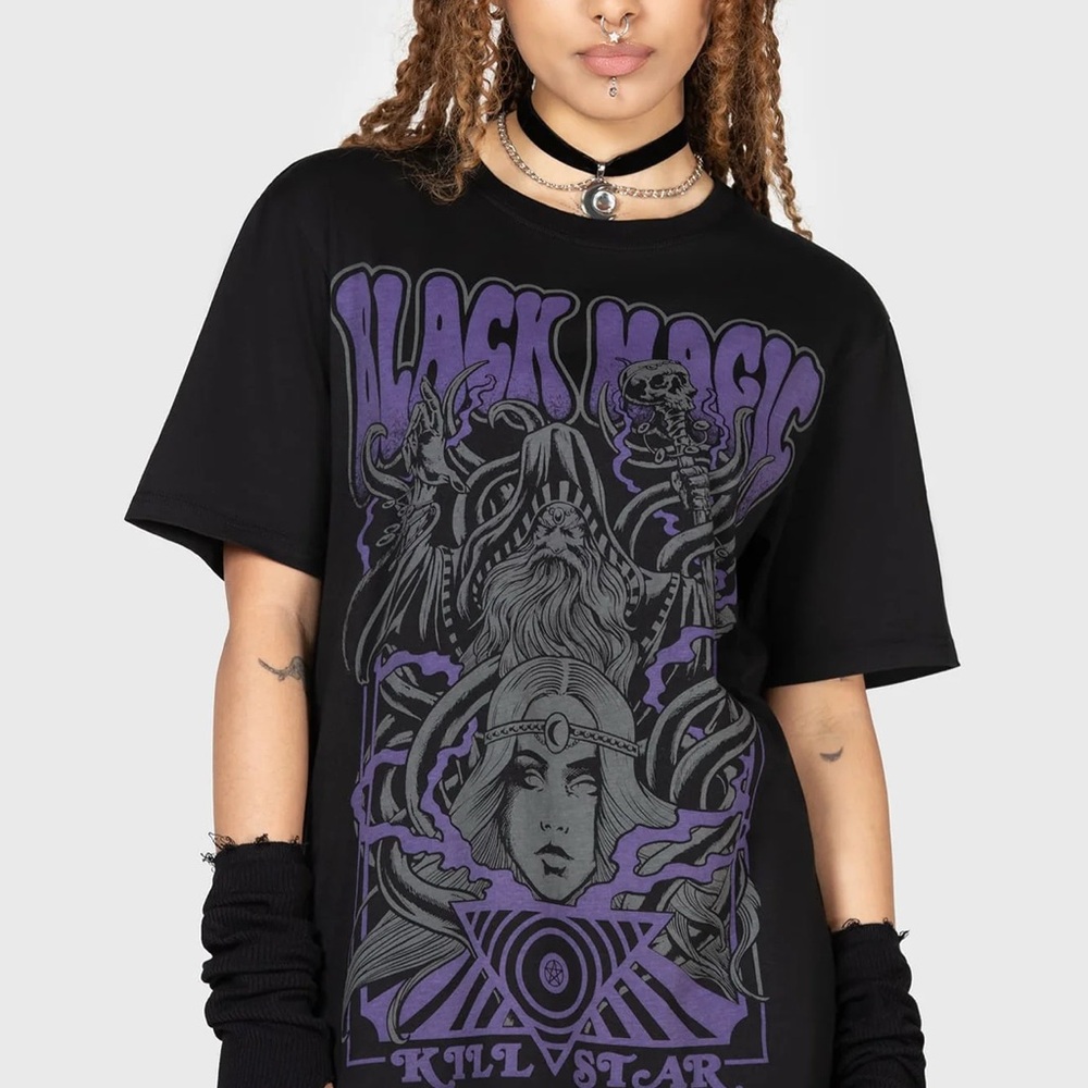 KillStar Blac Magick Graphic T-Shirt with Purple Design - Picture 2 of 5